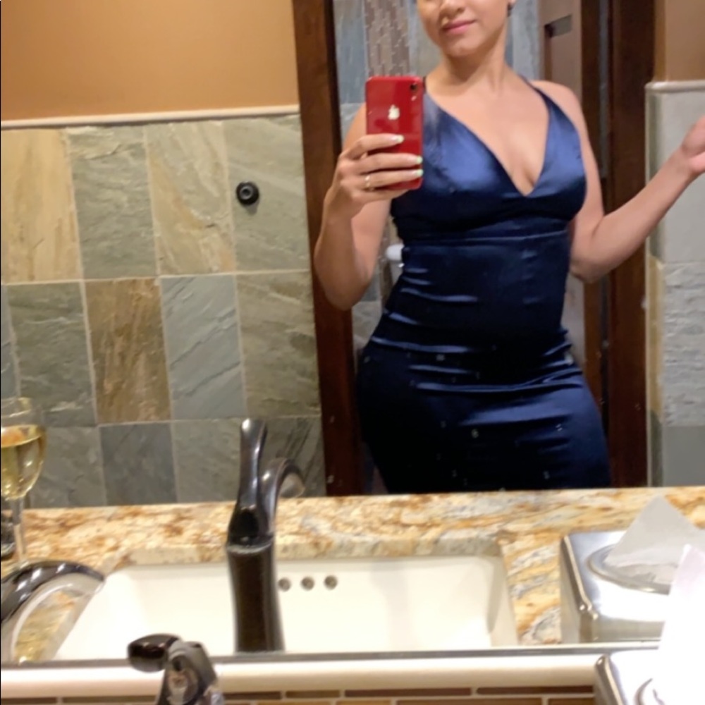 Wedding Guest Navy Blue Dress